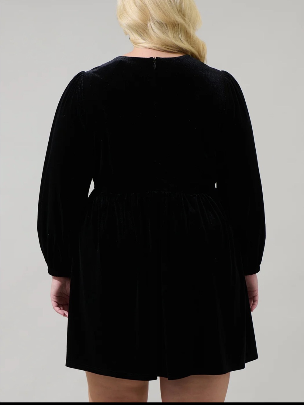 SugarLips Black Velvet Mini Dress with Silver Bow Accents - Picture 2 of 3